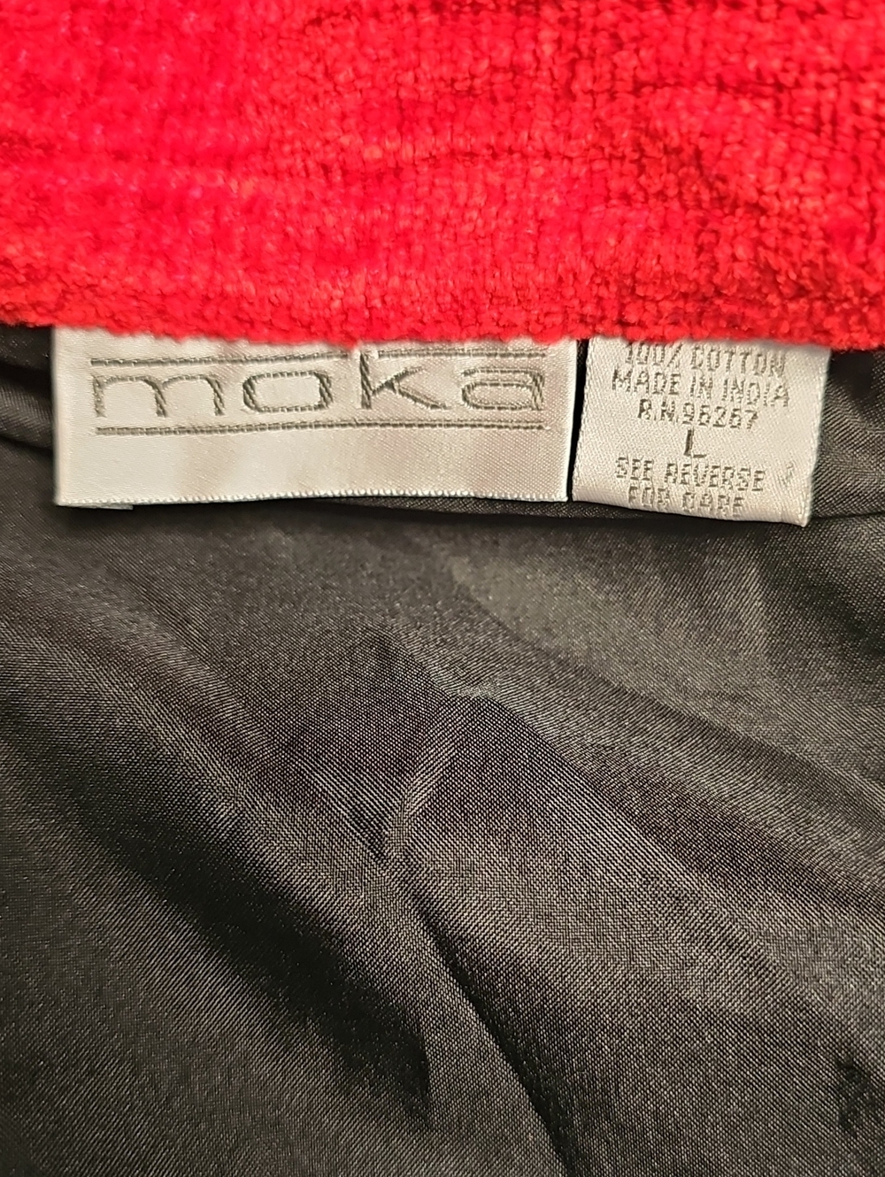 VINTAGE MOKA Red & Black Patchwork Zip Jacket - Picture 7 of 8